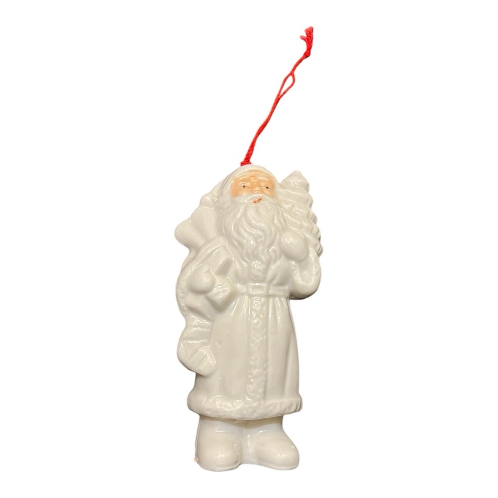 Vintage White Porcelain Father Christmas St. Nickolas Ornament